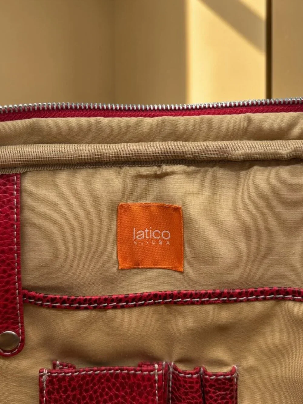 Latico Red Leather Laptop Bag With Shoulder Strap